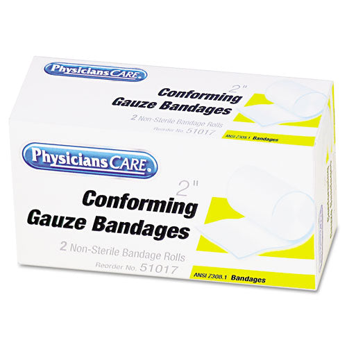 First Aid Conforming Gauze Bandage, Non-Steriile, 2" Wide, 2/Box-(FAO51017)