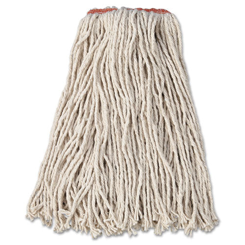 Premium Cut-End Cotton Wet Mop Head, 16oz, White, 1" Orange Band, 12/Carton-(RCPF11612)