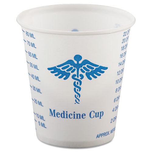 Paper Medical and Dental Graduated Cups, 3 oz, White/Blue, 100/Bag, 50 Bags/Carton-(SCCR3)