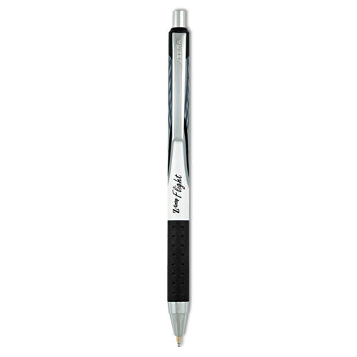 Z-Grip Flight Ballpoint Pen, Retractable, Bold 1.2 mm, Black Ink, White Barrel, 12/Pack-(ZEB21910)