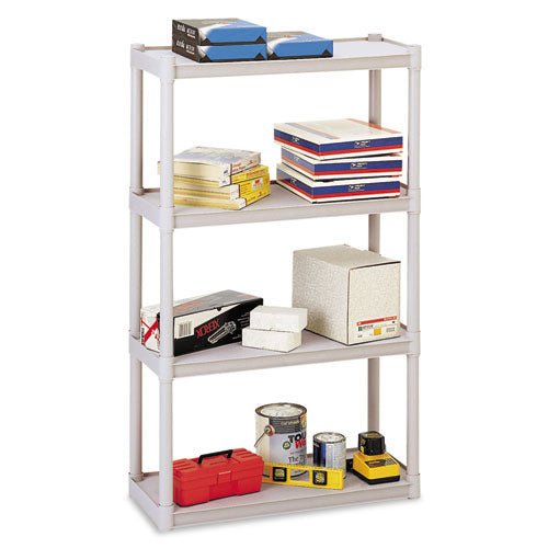 Rough n Ready Open Storage System, Four-Shelf, Injection-Molded Polypropylene, 32w x 13d x 54h, Platinum-(ICE20843)