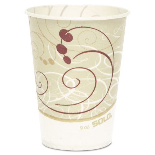 Symphony Design Wax-Coated Paper Cold Cups, 9 oz, Beige/White, 100/Sleeve, 20 Sleeves/Carton-(SCCR9NSYM)