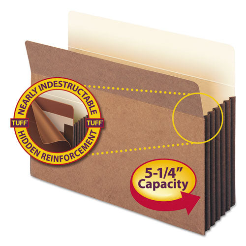 Redrope TUFF Pocket Drop-Front File Pockets with Fully Lined Gussets, 5.25" Expansion, Letter Size, Redrope, 10/Box-(SMD73390)