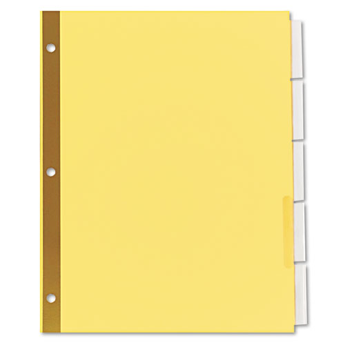 Deluxe Extended Insertable Tab Indexes, 5-Tab, 11 x 8.5, Buff, Clear Tabs, 6 Sets-(UNV21875)