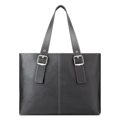 Classic Tote, Fits Devices Up to 15.6", Vinyl, 13.75 x 17.5 x 3.75, Black/Red-(USLK709417)