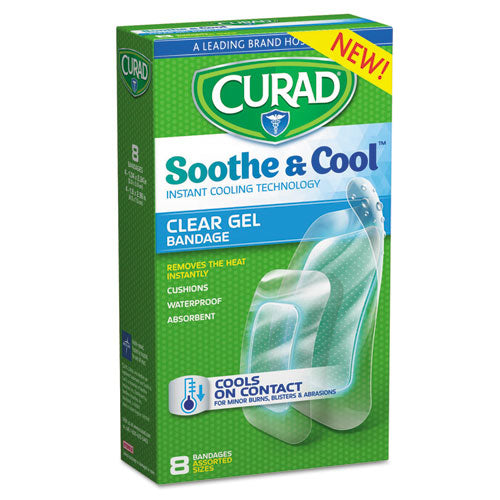 Soothe and Cool Clear Gel Bandages, Assorted, Clear, 8/Box-(MIICUR5236)