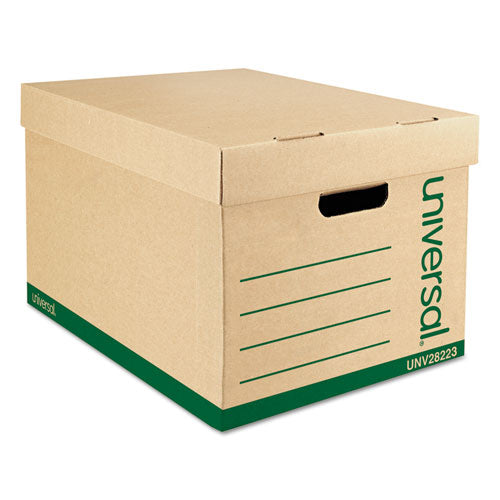 Recycled Medium-Duty Record Storage Box, Letter/Legal Files, Kraft/Green, 12/Carton-(UNV28223)