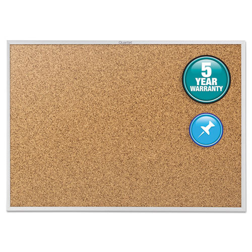 Classic Series Cork Bulletin Board, 96 x 48, Natural Surface, Silver Anodized Aluminum Frame-(QRT2308)