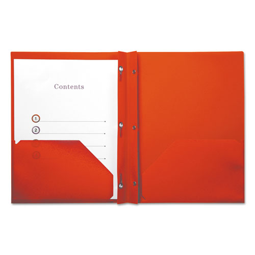 Plastic Twin-Pocket Report Covers, Three-Prong Fastener, 11 x 8.5, Red/Red, 10/Pack-(UNV20553)