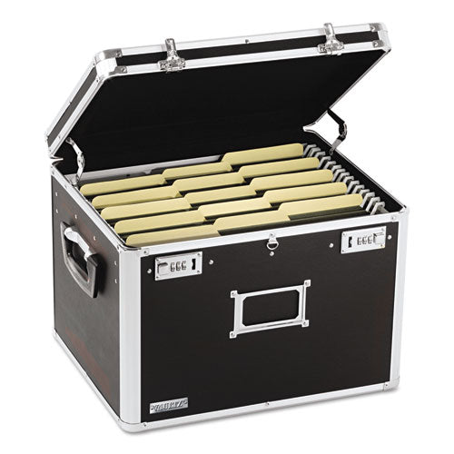 Locking File Chest with Adjustable File Rails, Letter/Legal Files, 17.5" x 14" x 12.5", Black-(IDEVZ01008)