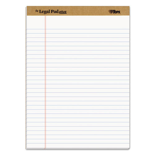 "The Legal Pad" Plus Ruled Perforated Pads with 40 pt. Back, Wide/Legal Rule, 50 White 8.5 x 11.75 Sheets, Dozen-(TOP71533)