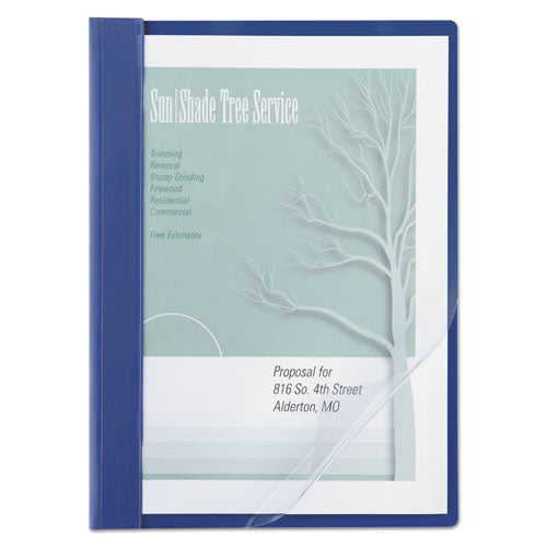 Clear Front Vinyl Report Cover, Prong Fastener, 0.5" Capacity, 8.5 x 11, Clear/Blue-(ACC26102)