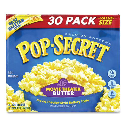 Microwave Popcorn, Movie Theater Butter, 3 oz Bags, 30/Carton, Ships in 1-3 Business Days-(GRR22000633)