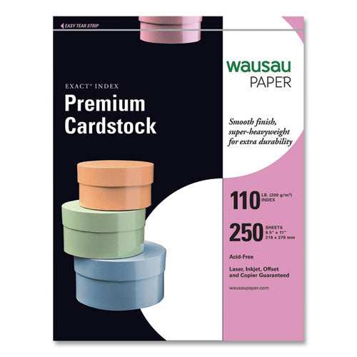 Exact Index Card Stock, 94 Bright, 110 lb Index Weight, 8.5 x 11, White, 250/Pack-(WAU4050848508)