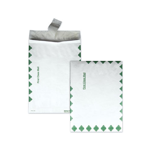 Heavy 18 lb Tyvek Open End Expansion Mailers, First Class, #13 1/2, Square Flap, Redi-Strip Closure, 10 x 13, White, 100/CT-(QUAR4210)