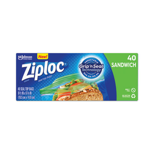Resealable Sandwich Bags, 1.2 mil, 6.5" x 5.88", Clear, 40 Bags/Box, 12 Boxes/Carton-(SJN315882)