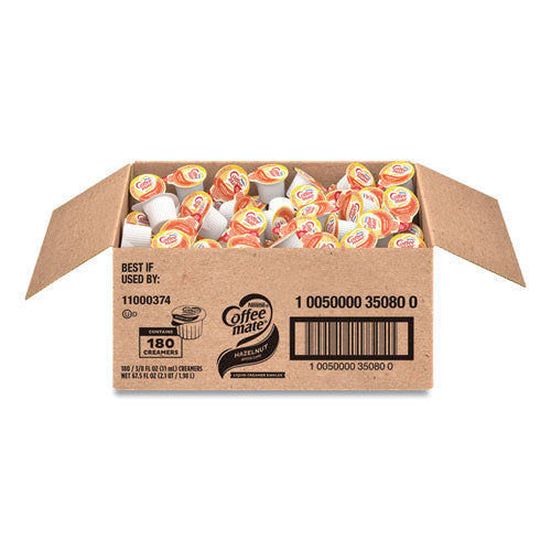 Liquid Coffee Creamer, Hazelnut, 0.38 oz Mini Cups, 180/Carton-(NES35080)