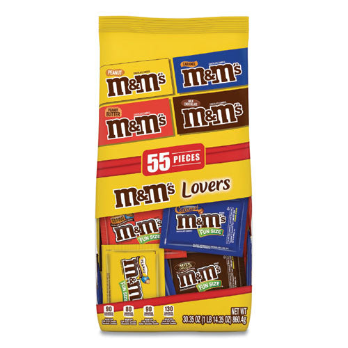Fun Size Variety Mix, Caramel, Milk Chocolate, Peanut, Peanut Butter Flavors, 30.35 oz Bag, 55 Packs/Bag-(MNM56025)