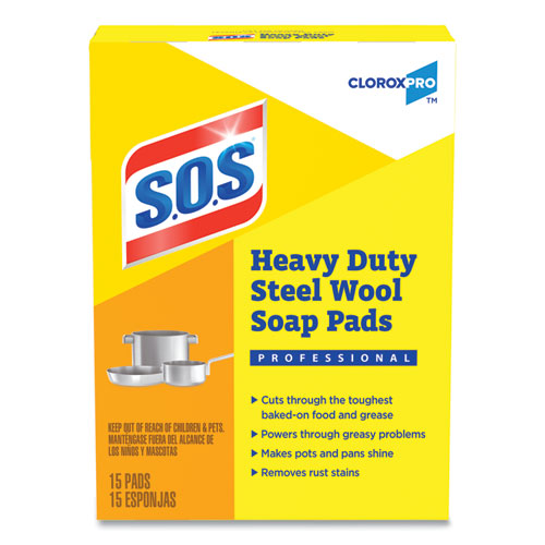 Steel Wool Soap Pads, 2.4 x 3, Steel, 15 Pads/Box, 12 Boxes/Carton-(CLO88320CT)