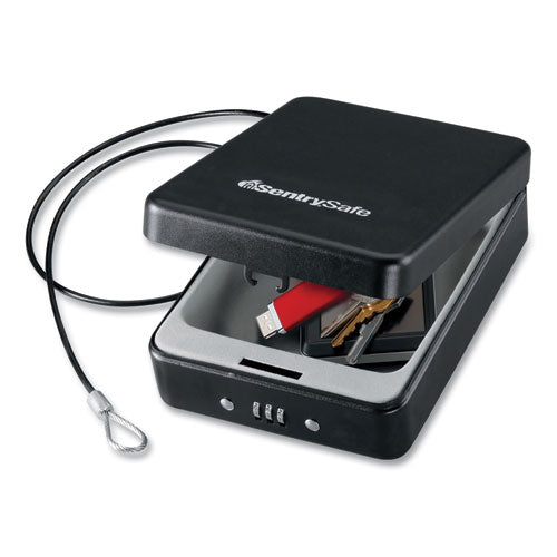 P005C Portable Combination-Lock Security Safe, 0.05 cu ft, 5.9 x 8 x 2.6, Black-(SENP005C)