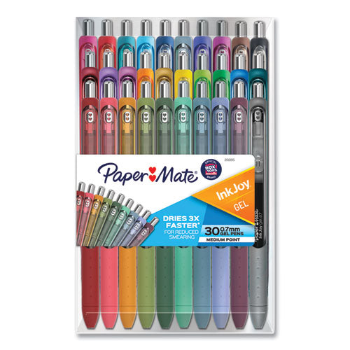 InkJoy Gel Pen, Retractable, Medium 0.7 mm, Assorted Ink and Barrel Colors, 30/Pack-(PAP2132015)