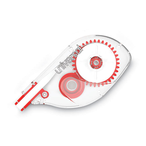 Side-Application Correction Tape, Non-Refillable, Transparent Gray/Red Applicator, 0.2" x 393", 10/Pack-(UNV75612)