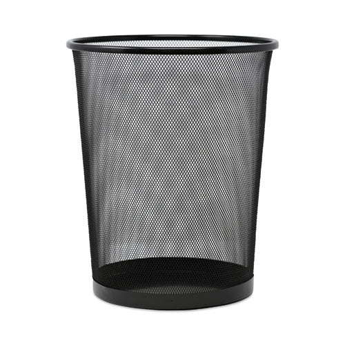 Mesh Wastebasket, 18 qt, Steel Mesh, Black-(UNV20008)