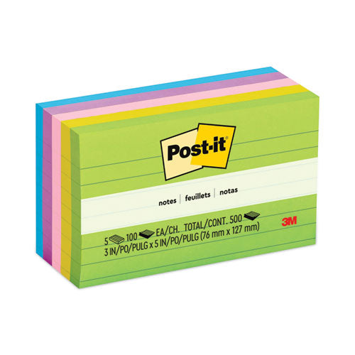 Original Pads in Floral Fantasy Collection Colors, Note Ruled, 3" x 5", 100 Sheets/Pad, 5 Pads/Pack-(MMM6355AU)