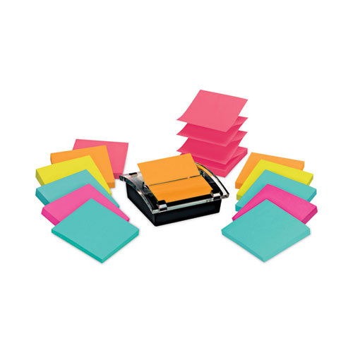 Pop-up Dispenser Value Pack, For 3 x 3 Pads, Black/Clear, Includes (12) Marrakesh Rio de Janeiro Super Sticky Pop-up Pad-(MMMDS330SSVA)