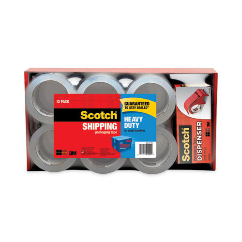 3850 Heavy-Duty Packaging Tape with DP300 Dispenser, 3" Core, 1.88" x 54.6 yds, Clear, 12/Pack-(MMM385012DP3)