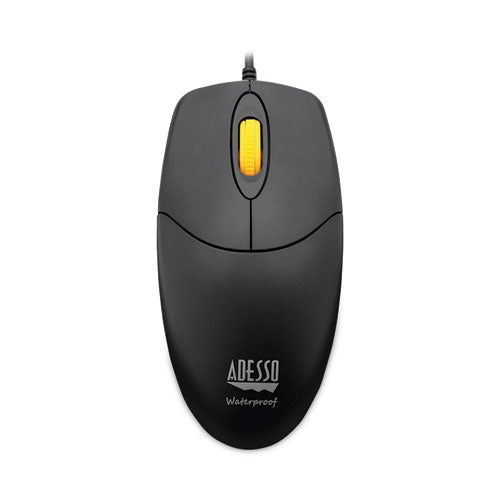iMouse W3 Waterproof Antimicrobial Mouse with Magnetic Scroll Wheel, USB 2.0, Left/Right Hand Use, Black-(ADEIMOUSEW3)