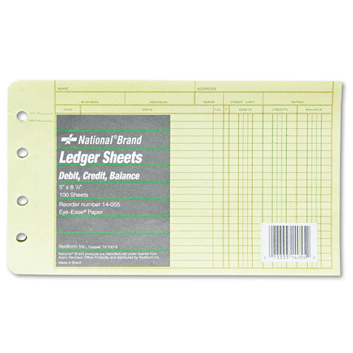 Four-Ring Binder Refill Sheets, 5 x 8.5, Green, 100/Pack-(RED14055)
