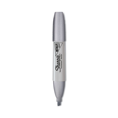 Metallic Chisel Tip Permanent Marker, Medium Chisel Tip, Silver, Dozen-(SAN2089638)