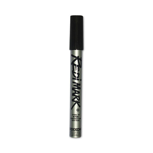 Redimark Metal-Cased Marker, Broad Chisel Tip, Black, Dozen-(DIX87170)