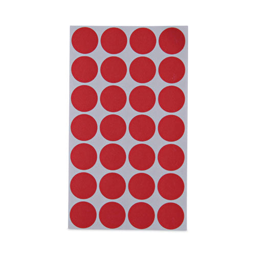 Self-Adhesive Removable Color-Coding Labels, 0.75" dia, Red, 28/Sheet, 36 Sheets/Pack-(UNV40103)