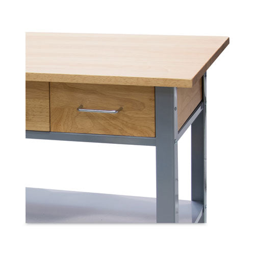 Countertop Serving Cart, Wood, 3 Shelves, 3 Drawers, 35.5" x 19.75" x 34.25", Oak/Gray-(VRTVF53039)