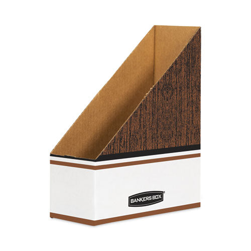 Corrugated Cardboard Magazine File, 4 x 9 x 11.5, Wood Grain, 12/Carton-(FEL07223)