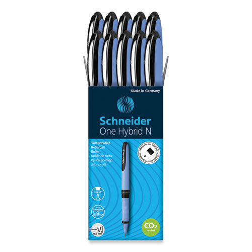 One Hybrid N Roller Ball Pen, Stick, Fine 0.5 mm, Black Ink, Blue Barrel, 10/Box-(RED183501)