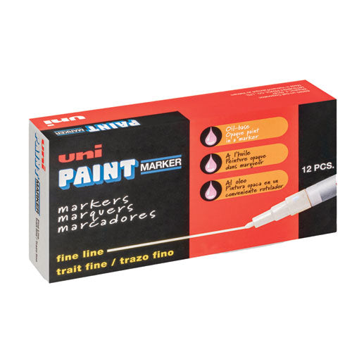 Permanent Marker, Fine Bullet Tip, White-(UBC63713)