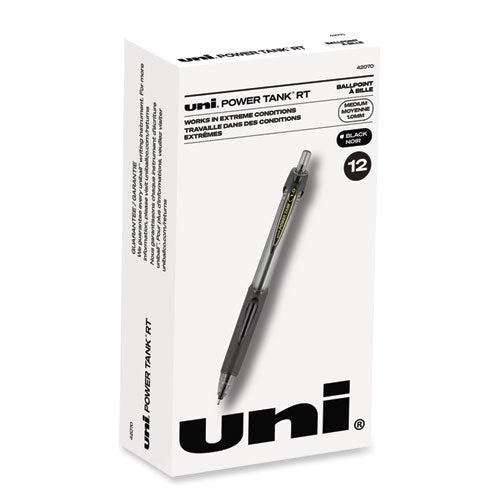 Power Tank RT Ballpoint Pen, Retractable, Bold 1 mm, Black Ink, Smoke/Black Barrel, Dozen-(UBC42070)