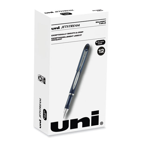 Jetstream Ballpoint Pen, Stick, Fine 0.7 mm, Black Ink, Black Barrel-(UBC40173)