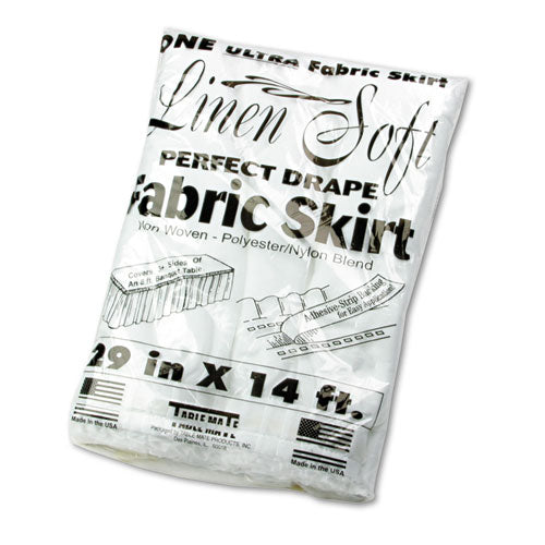 Table Set Linen-Like Table Skirting, Polyester, 29" x 14 ft, White-(TBLLS2914WH)
