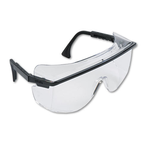 Astro OTG 3001 Wraparound Safety Glasses, Black Plastic Frame, Clear Lens-(UVXS2500)