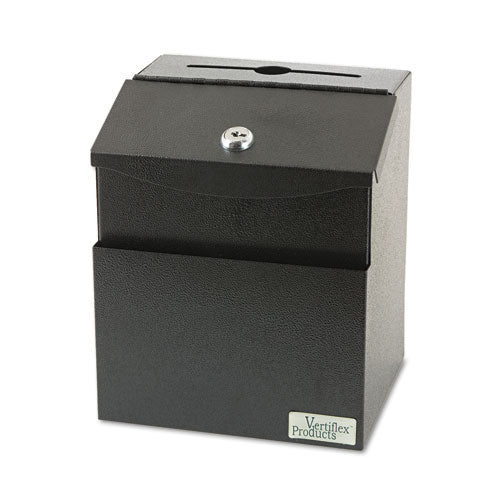 Steel Suggestion Box with Locking Top, 7 x 6 x 8.5, Black-(VRT50085)