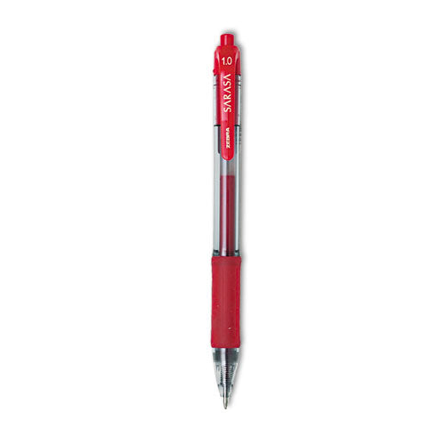 Sarasa Dry Gel X20 Gel Pen, Retractable, Bold 1 mm, Red Ink, Translucent Red Barrel, Dozen-(ZEB46630)