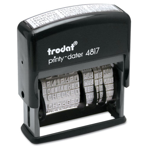 Printy Economy 12-Message Date Stamp, Self-Inking, 2" x 0.38", Black-(USSE4817)