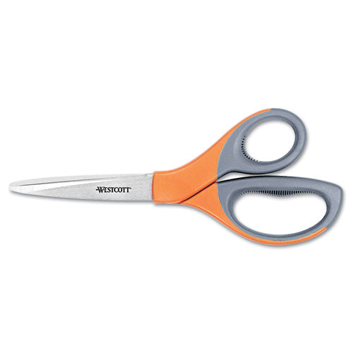 Elite Series Stainless Steel Shears, 8" Long, 3.5" Cut Length, Orange Straight Handle-(ACM41318)