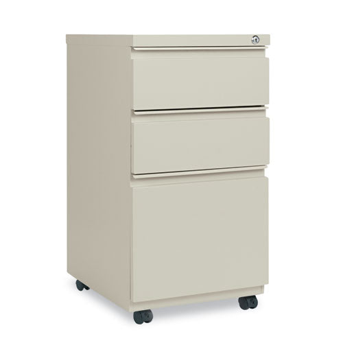 File Pedestal with Full-Length Pull, Left or Right, 3-Drawers: Box/Box/File, Legal/Letter, Putty, 14.96" x 19.29" x 27.75"-(ALEPBBBFPY)