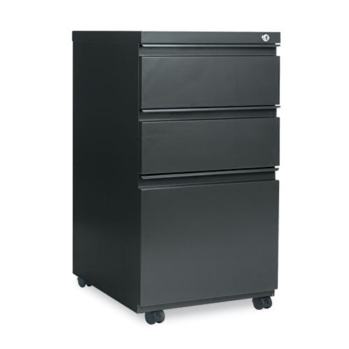 File Pedestal with Full-Length Pull, Left or Right, 3-Drawers: Box/Box/File, Legal/Letter, Charcoal, 14.96" x 19.29" x 27.75"-(ALEPBBBFCH)