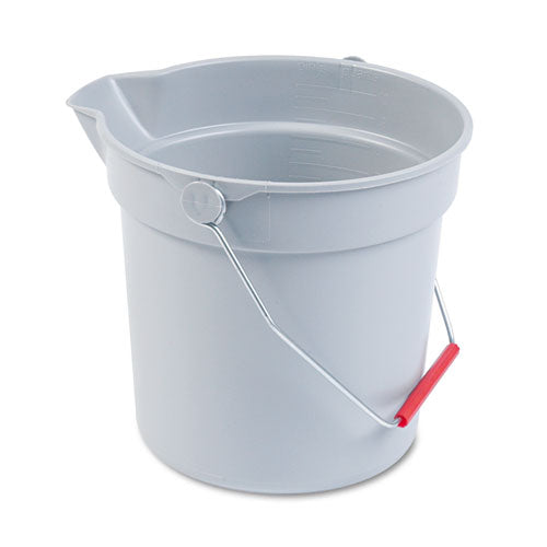 10 Quart Plastic Utility Pail, Plastic, Gray, 10.5" dia-(RCP296300GY)